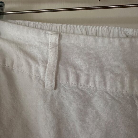 A New Day Linen Blend Wide Leg Pants Small Cropped Beachy Flowy White Elastic - Picture 3 of 8